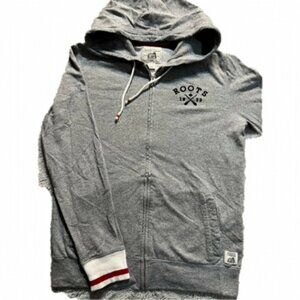 ROOTS Cabin Salt  Pepper Zippered Lightweight Longer Length Hoodie, Size XS